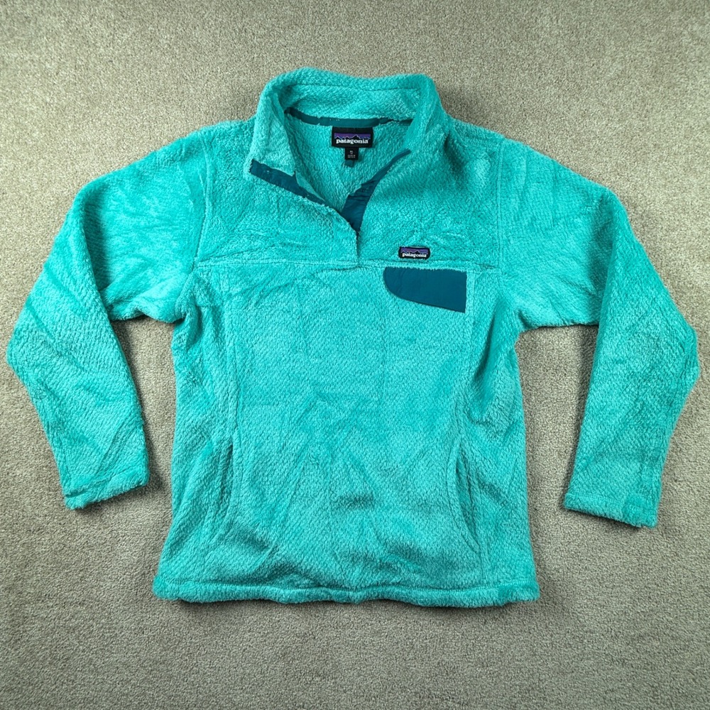 Patagonia Re-Tool Snap-T Fleece Pullover Turquoise Aqua Blue Girls XL 14